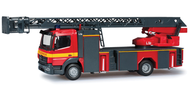 Mercedes-Benz Atego Aerial Ladder - Assembled -- Metz, Germany, Fire Department (2013, red, black, yellow, German Lettering)