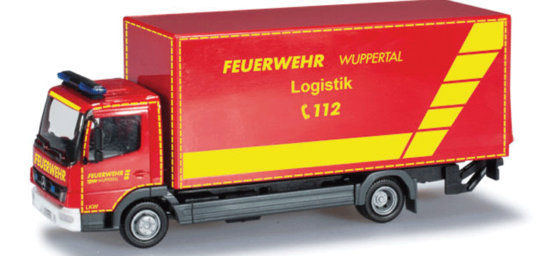 Mercedes-Benz Atego Box-Body Truck - Assembled -- Wuppertal, Germany, Fire Department (red, yellow, German Lettering)