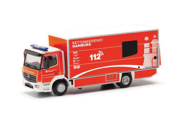 Mercedes-Benz Atego Box-Body Ambulance - Assembled -- Hamburg, Germany, Fire Department (red, white, German Lettering)