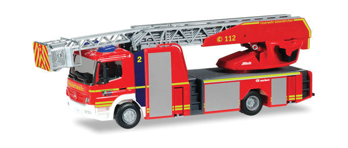 Mercedes-Benz Atego Fire Ladder Truck - Assembled -- Fire Department (red, yellow, silver, German Lettering)