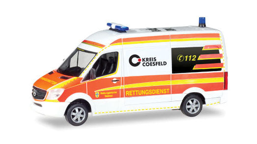Mercedes-Benz Sprinter High Roof Ambulance - Assembled -- Kreis-Coesfeld (white, orange, yellow, German Lettering)