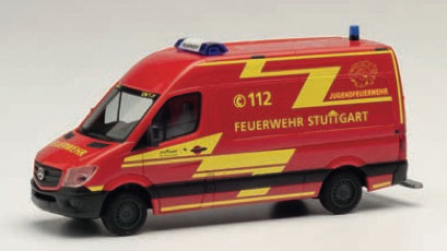 Mercedes-Benz Sprinter High Roof Ambulance - Assembled -- Stuttgart, Germany, Fire Department (red, yellow, German Lettering)
