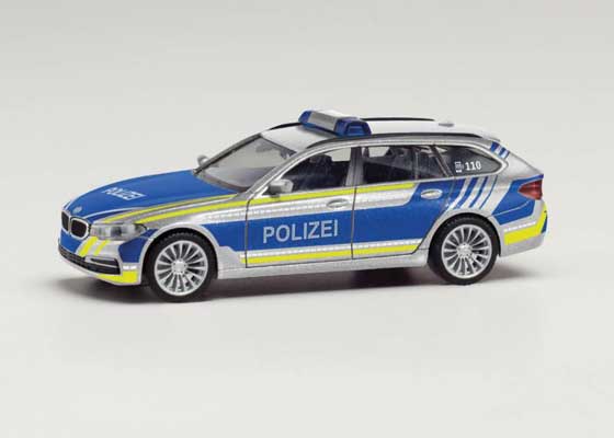 BMW 5 Series Station Wagon - Assembled -- Police (silver, blue, yellow, German Lettering)