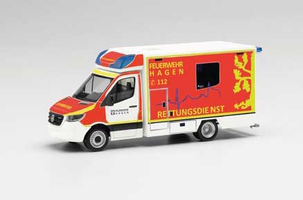 Mercedes-Benz Sprinter Box-Body Ambulance - Assembled -- Fire Department (orange, yellow, white, German Lettering)