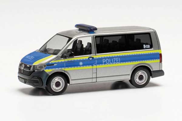 Volkswagen T6.1 Passenger Van - Assembled -- Police (silver, blue, yellow, German Lettering)