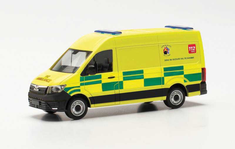 MAN TGE Cargo Van Ambulance - Assembled -- Fire Dept (yellow, green, German Lettering)