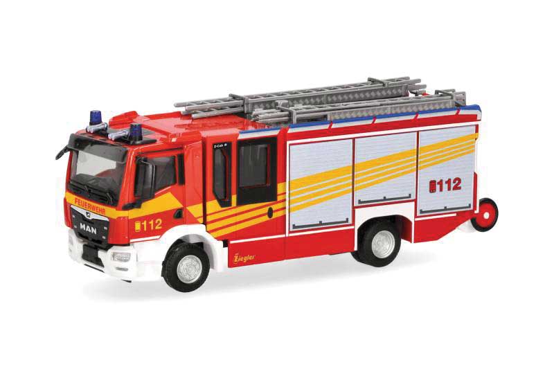 MAN TGM Ziegler Fire Truck - Assembled -- Fire Department (red, yellow, white, German Lettering)