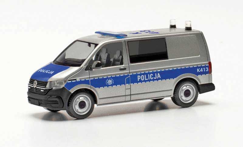 Volkswagen T6.1 Passenger Van - Assembled -- Police (silver, blue, Polish Lettering)