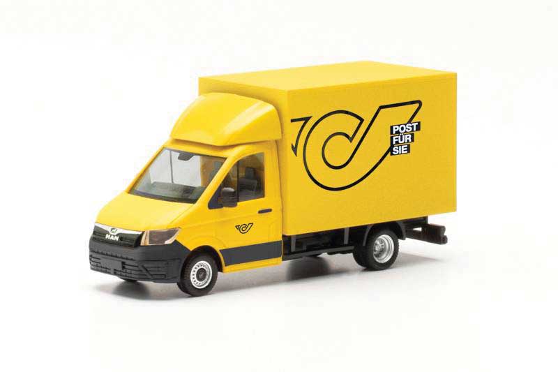 MAN TGE Box Truck - Assembled -- German Post Office (yellow, black, German Lettering)