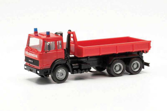 Magirus Truck with Roll-Off Body - Assembled -- Fire Department (red, German Lettering)