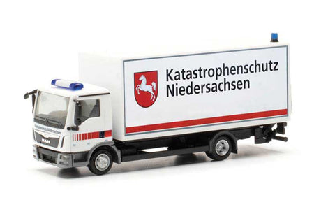 MAN TGL Box Truck - Assembled -- Disaster Relief (white, red, black, German Lettering)