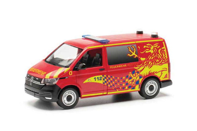 Volkswagen T6.1 Cargo Van - Assembled -- Rostock, Germany, Fire Department (red, yellow, German Lettering)