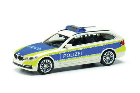 BMW 5 Series Touring Station Wagon - Assembled -- Police (white, yellow, blue, German Lettering)