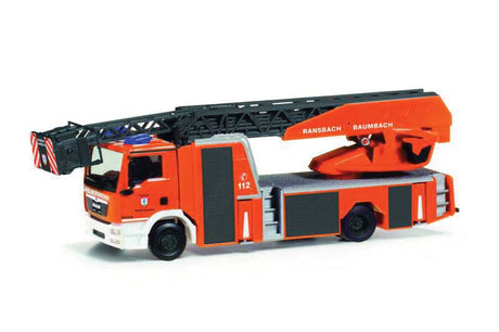 MAN TGM Fire Ladder Truck - Assembled -- Fire Department (red, white, black, German Lettering)