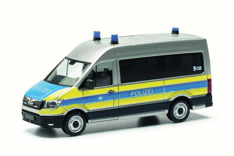 MAN TGE Passenger Van - Assembled -- Police (silver, yellow, blue, German Lettering)