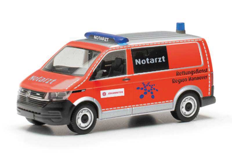 Volkswagen T6.1 Van Ambulance - Assembled -- First Responder Rescue (silver, red, German Lettering)