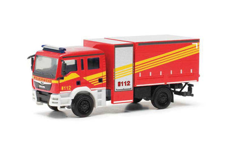 MAN TGM Box Truck - Assembled -- Fire Department (red, white, yellow, German Lettering)