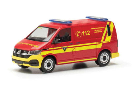 Volkswagen T6.1 Van Ambulance - Assembled -- Fire Department (red, yellow, German Lettering)