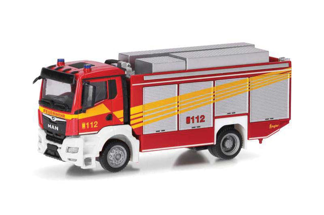 MAN TGS RW2 Fire Truck - Assembled -- Fire Department (red, white, silver, yellow, German Lettering)