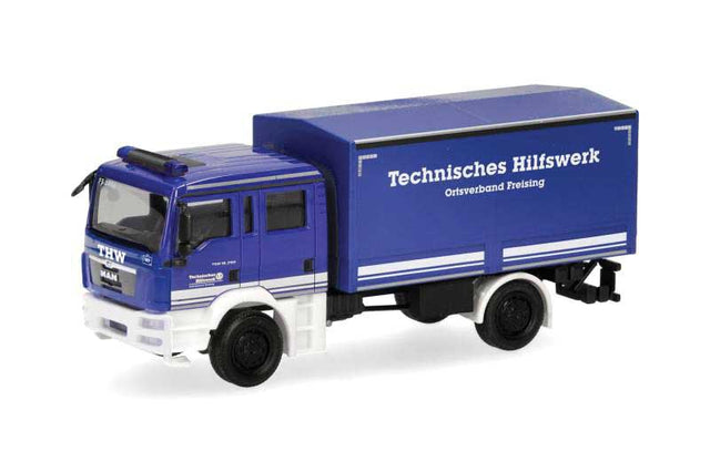 MAN TGM Covered Box Truck - Assembled -- THW (blue, white, German Lettering)