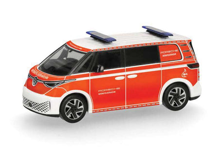 2024 Volkswagen ID Buzz Electric Passenger Van - Assembled -- Porsche FactoryFire Department (red, white, German Lettering)