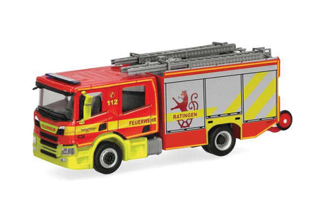 Scania Crew-Cab Fire Truck - Assembled -- Ratingen, Germany (red, yellow, silver, German Lettering)