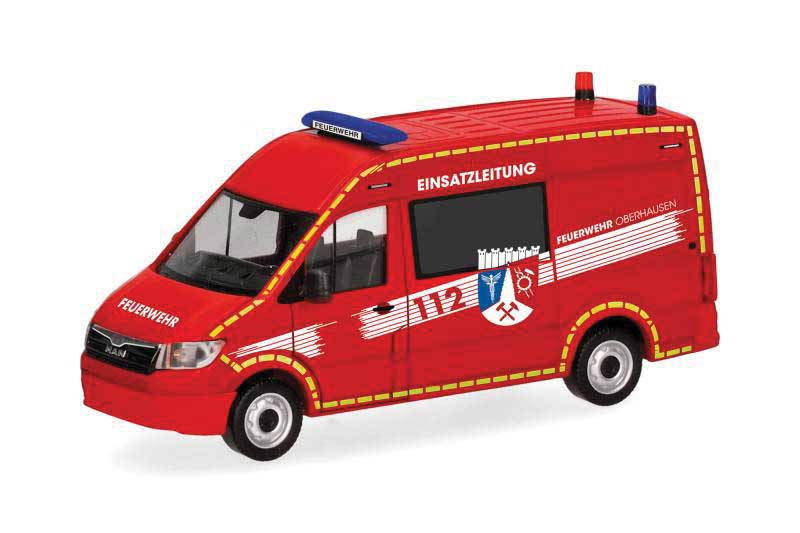 MAN TGE High-Roof Cargo Van Ambulance - Assembled -- Fire Department (red, white, German Lettering)
