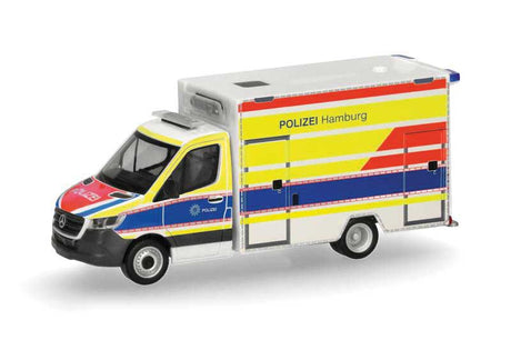 Mercedes-Benz Sprinter Box-Body Ambulance - Assembled -- Hamburg, Germany, Police (yellow, blue, red, German Lettering)