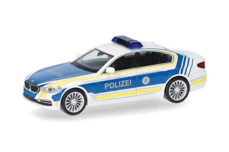 BMW 5 Series Sedan - Assembled -- Police (blue, white, yellow, German Lettering)-1