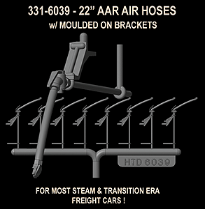 22" AAR Air Hoses - Molded Rubber -- With Integral Mounting Brackets - 4 Pair