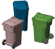 96-Gallon Wheeled Trash & Recycling Bin -- Kit (blue) pkg(6)