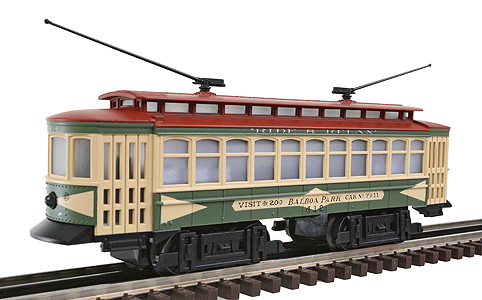 Industrial Rail(TM) Electric Trolley - 3-Rail - Ready to Run -- San Diego #418 (green, cream)