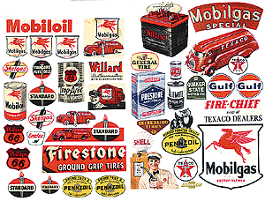 1940s-1950s Gas Station Posters & Signs -- Gas Station & Oil