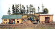 Trackside Jamboree - 2 Buildings -- Large: 3-3/4 x 1-1/2"  9.5 x 3.7cm; Small: 2-5/8 x 1-3/4"  6.4 x 3.2cm