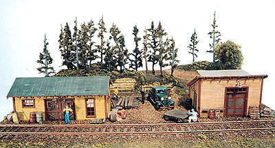 Trackside Jamboree - 2 Buildings -- Large: 3-3/4 x 1-1/2"  9.5 x 3.7cm; Small: 2-5/8 x 1-3/4"  6.4 x 3.2cm