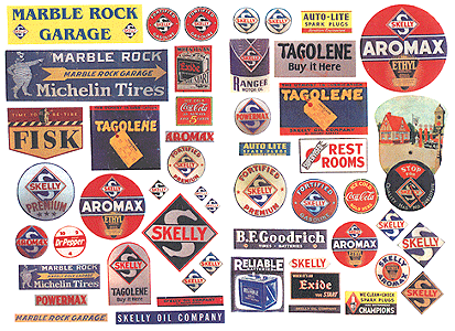 Vintage Gas Station Signs -- Skelly 1930s-50s pkg(50)
