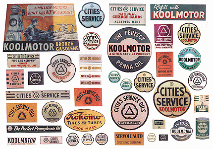 Vintage Gas Station Signs -- Cities Service 1930s-50s pkg(42)