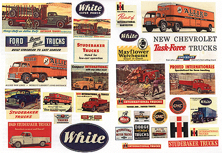 Billboard Signs/Posters (Printed Color Graphics) -- 1940-1950s Truck Signs pkg(33)