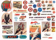 Billboard Signs/Posters (Printed Color Graphics) -- 1940-1950s Aviation & Airline Signs pkg(46)