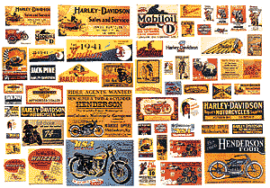Vintage Signs/Posters -- Motorcycles 1920s+ pkg(59)