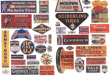 Vintage Gas Station Signs -- Tires 1930s-50s pkg(40)