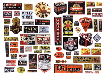 Signs -- Oil & Tire Signs for Gas Stations 1940s-50s pkg(67)