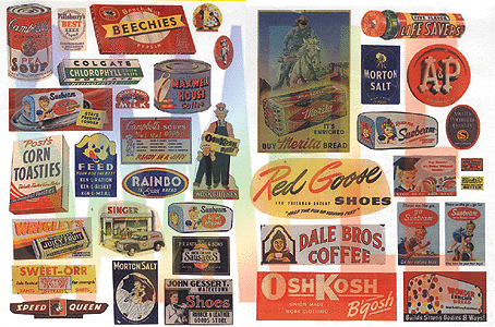 Vintage Detail Signs - Package of 37 -- Food/Household Signs 40's-50's