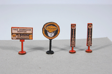 Vintage Gas Station Curb Signs -- Oilzum pkg(4)