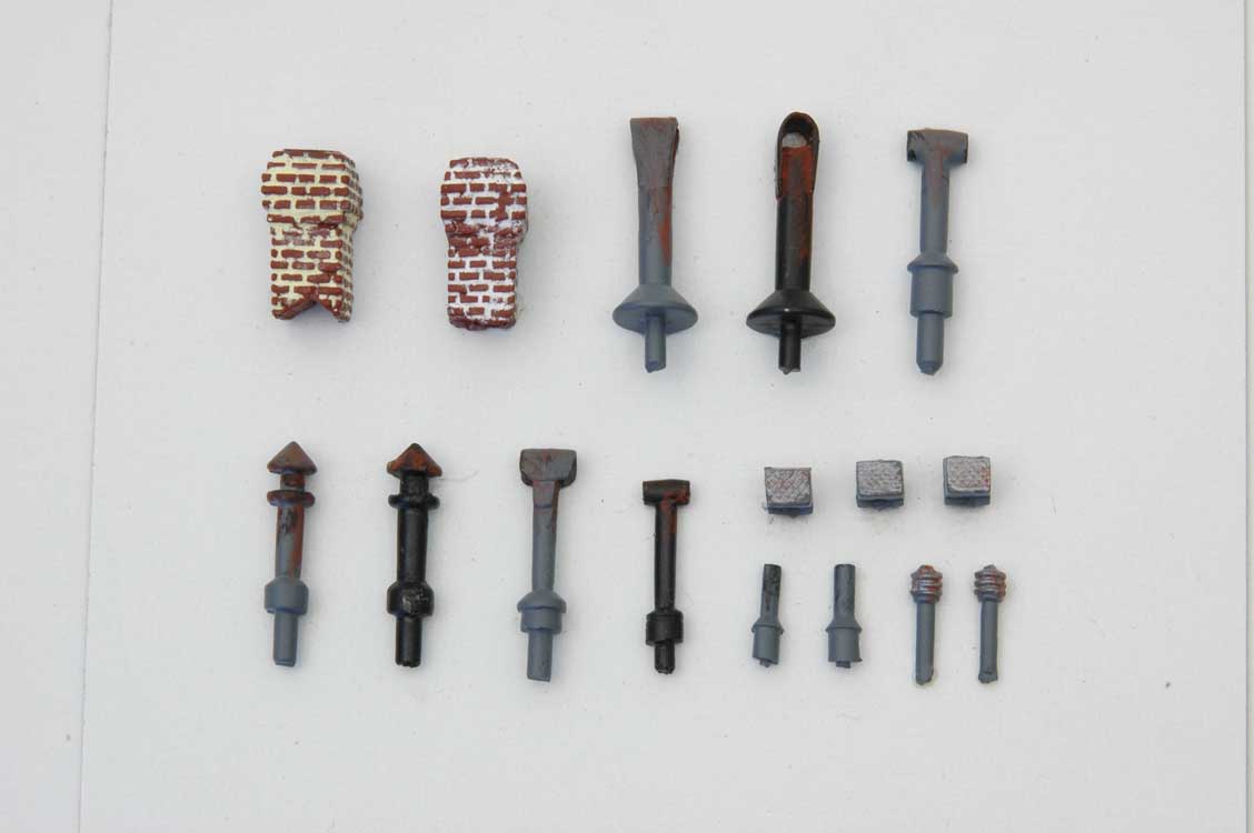 Roof Stacks, Vents & Chimneys -- Unpainted Metal Castings 16 Pieces