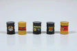 Custom Oil Barrels, pkg(5) -- Richfield (black, yellow)