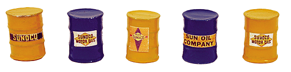 Custom Oil Barrel pkg(5) -- Sunoco (blue, yellow)