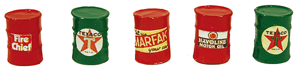 Custom Oil Barrel pkg(5) -- Texaco (red, green)
