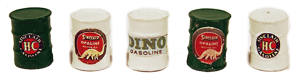 Custom Oil Barrel pkg(5) -- Sinclair (green, Flat White)