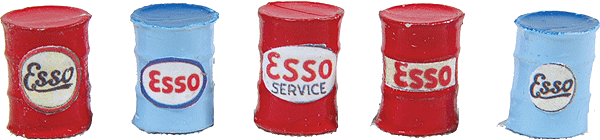 Custom Oil Barrels -- Esso (red, light blue) pkg(5)